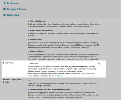 Einstellungen > Nachrichten Einstellungen > Nachrichten