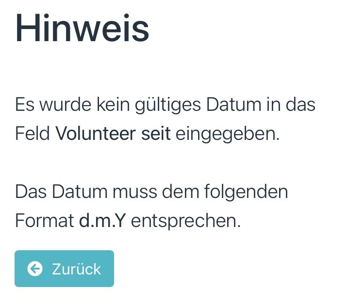 Fehlermeldung "Kein gültiges Datum"