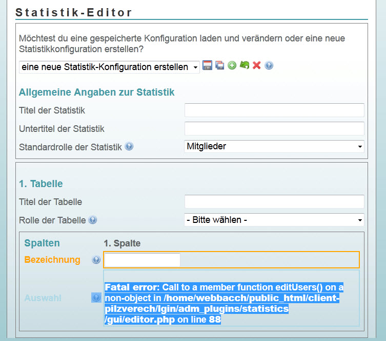 Neue Statistik erstellen